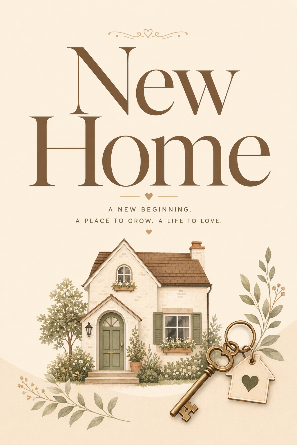 Greeting Card 11 — New Home Beige House and Key