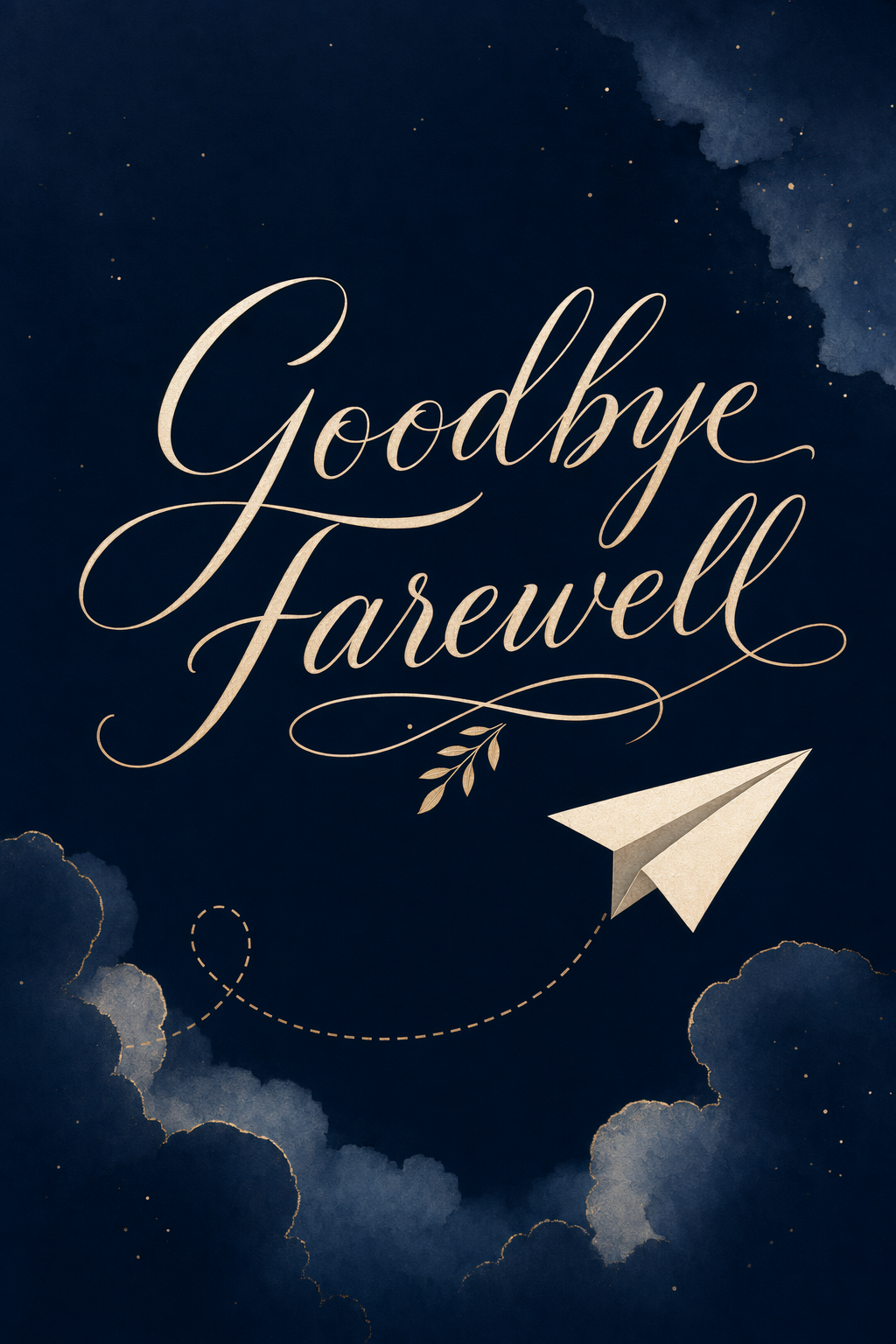Greeting Card 13 — Goodbye Farewell Navy Paper Airplane