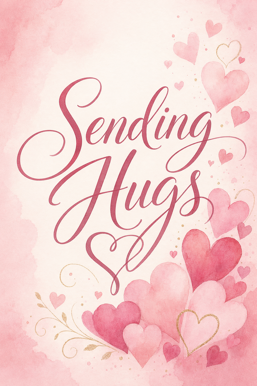 Greeting Card 14 — Sending Hugs Pink Heart Cluster