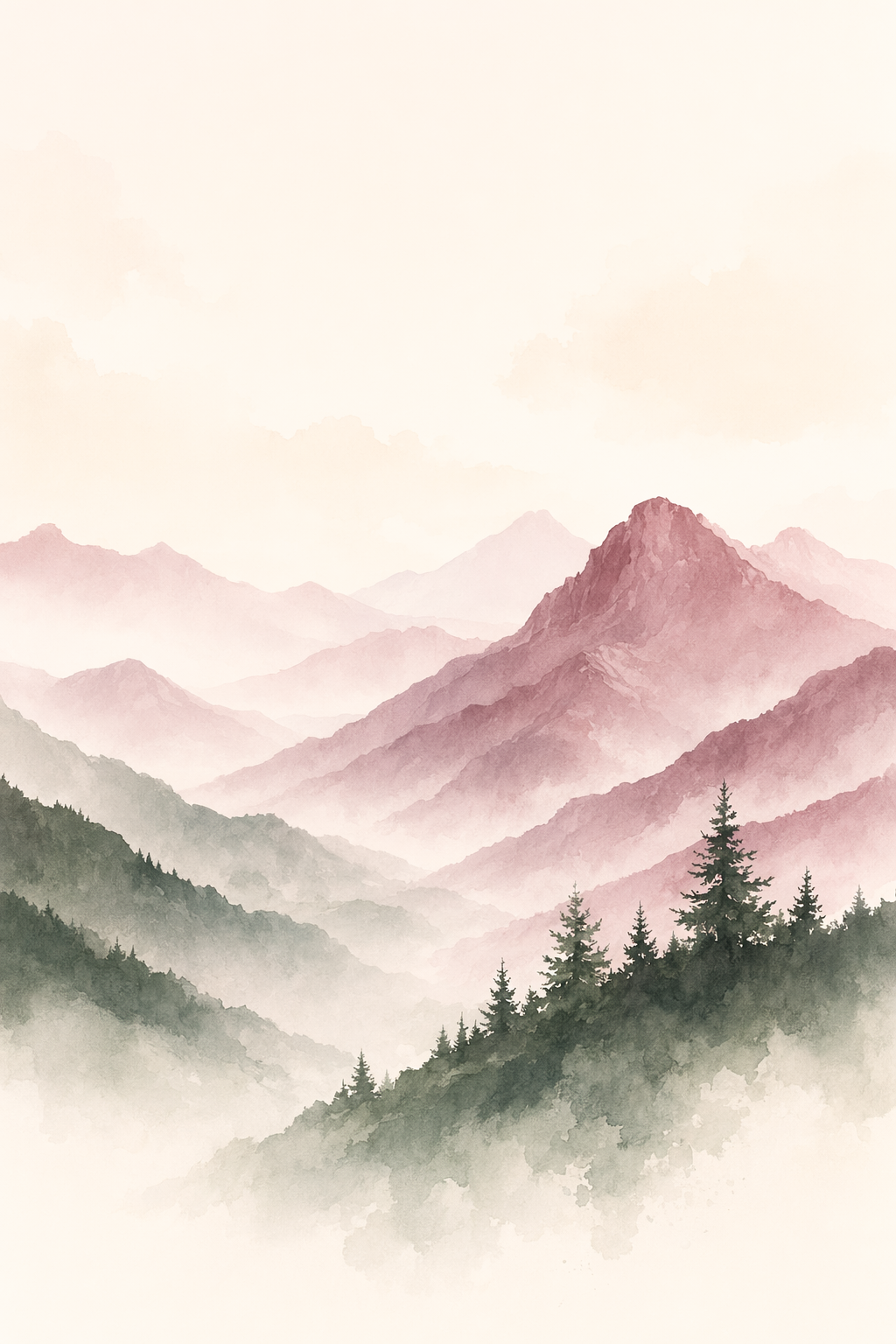 Phone Wallpaper 13 — Watercolor Mountain Layers