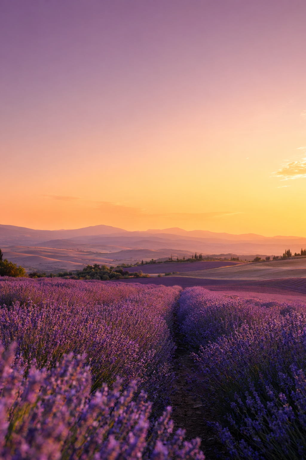 Phone Wallpaper 17 — Lavender Field at Golden Hour